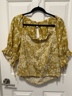 Anthropologie Shirred Floral Top